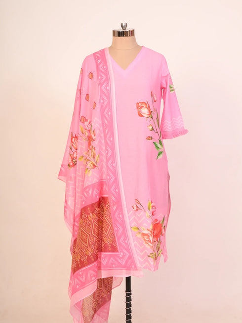 Cotton Kurti Set with Floral Print